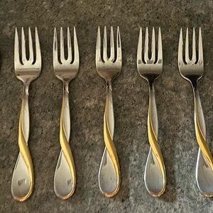 Oneida USA Golden Aquarius Stainless Steel Salad Forks